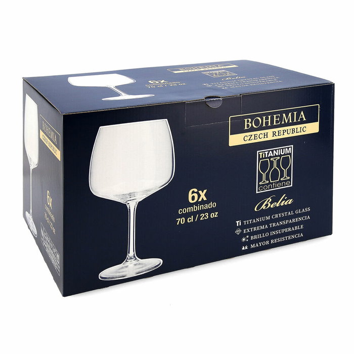 Bohemia Crystal Verre Belia Combiné Transparent 700 ml, lot de 6