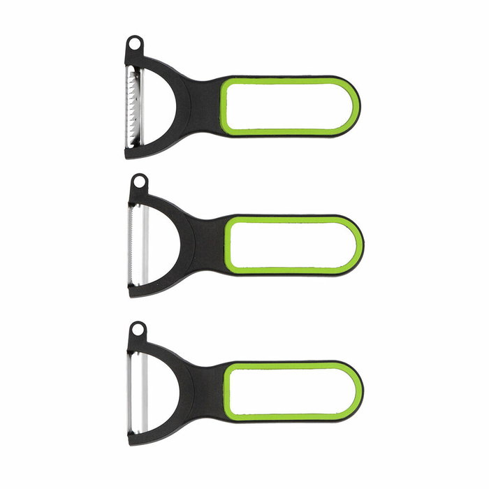 Quid Set de 3 Éplucheurs Veggy Vert Métal 19x10x5 cm
