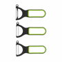 Quid Set de 3 Éplucheurs Veggy Vert Métal 19x10x5 cm