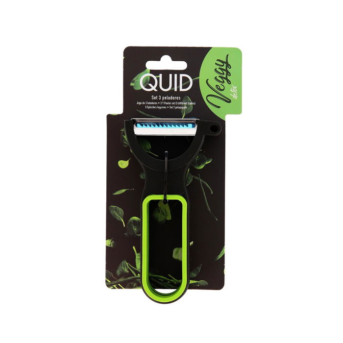 Quid Set de 3 Éplucheurs Veggy Vert Métal 19x10x5 cm