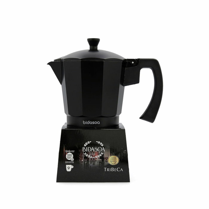 Bidasoa Tribeca Cafetière 9 Tasses Aluminium et Acier Noir Compatible Induction Gaz Électrique Vitrocéramique