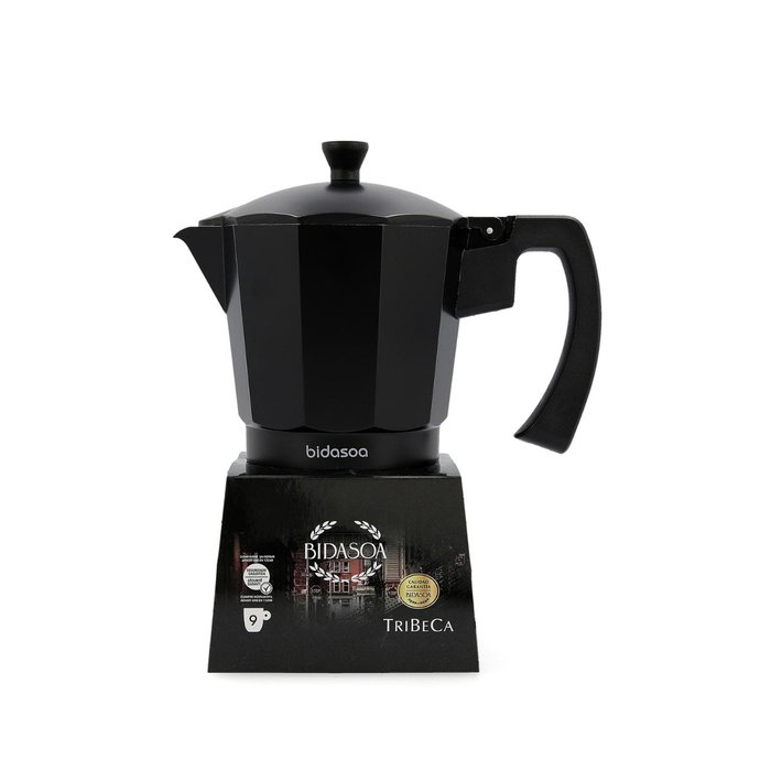 Bidasoa Tribeca Cafetière 9 Tasses Aluminium et Acier Noir Compatible Induction Gaz Électrique Vitrocéramique Bidasoa Tribeca Cafetière 9 Tasses Aluminium et Acier Noir Compatible Induction Gaz Électrique Vitrocéramique