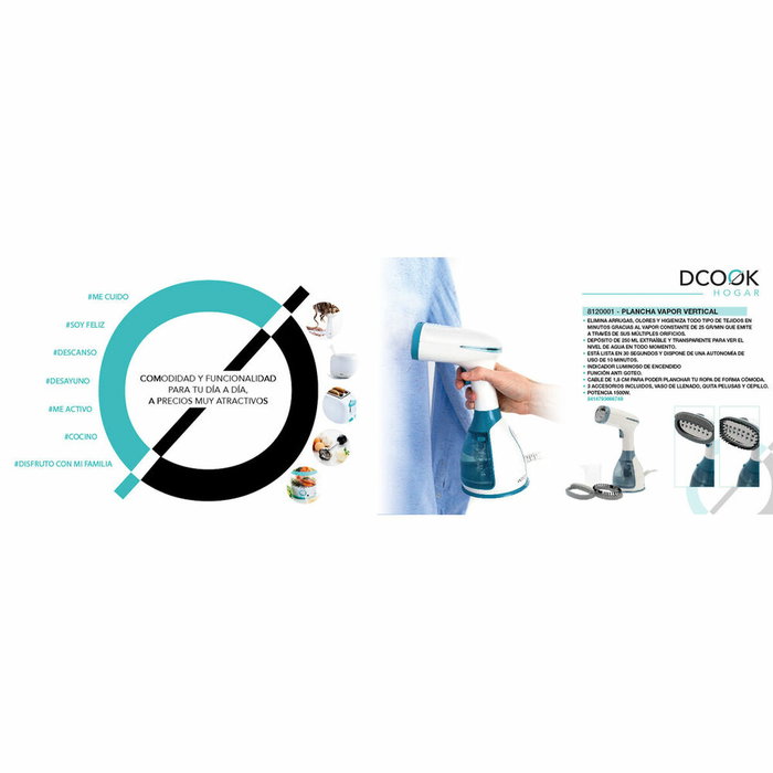 DCook Plancha Vapor Vertical Gallery 1500 W Élimine Arrugas y Olores, Vapor Constante 25 Gr/Min, Depósito 250ml, Cable 1.8M DCook Plancha Vapor Vertical Gallery 1500 W Élimine Arrugas y Olores, Vapor Constante 25 Gr/Min, Depósito 250ml, Cable 1.8M