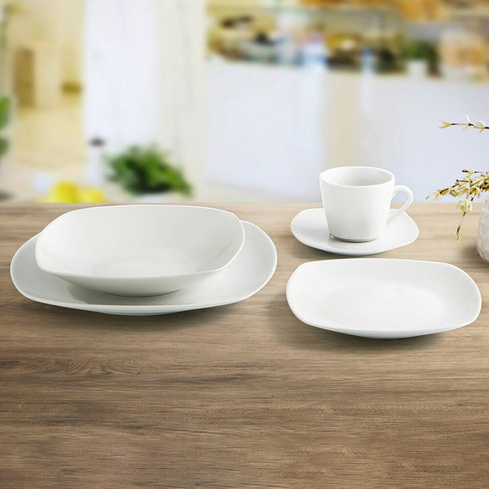 Quid Assiette à dessert Novo Vinci Blanc Céramique 19 cm (Pack de 6)