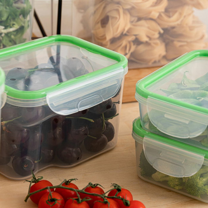 Boîte à lunch hermétique Quid Greenery 1,8 L Transparent Plastique (Pack 4x) Boîte à lunch hermétique Quid Greenery 1,8 L Transparent Plastique (Pack 4x)