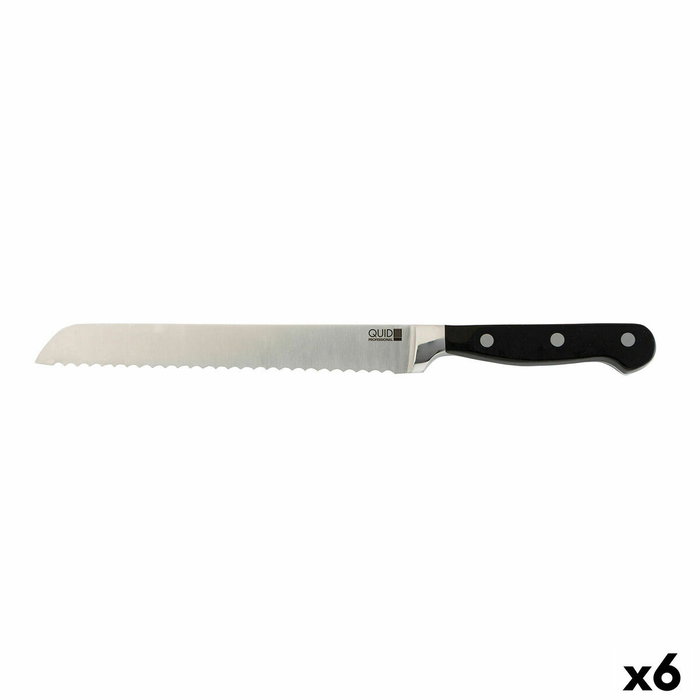 Quid Professional Couteau à Pain Inox Chef Black Acier Inoxydable 20 cm (6 Unités)