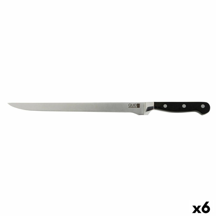 Quid Professional Couteau à jambon Inox Chef Black Métal 28 cm (Pack de 6)
