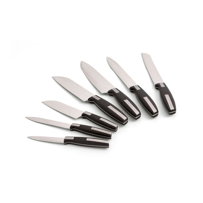 Quid Couteau à Jambon Habitat Acier Inoxydable 25 cm (12 Unités) Noir Métal Poignées Soft Touch