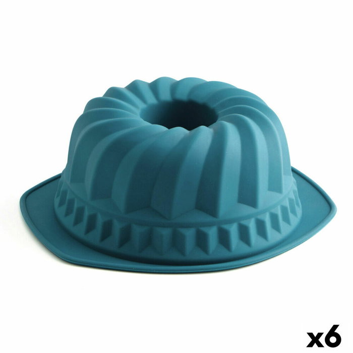 Quid Moule à Gâteau en Silicone Ozon 24,3x28,4 cm (6 Unités) Bleu