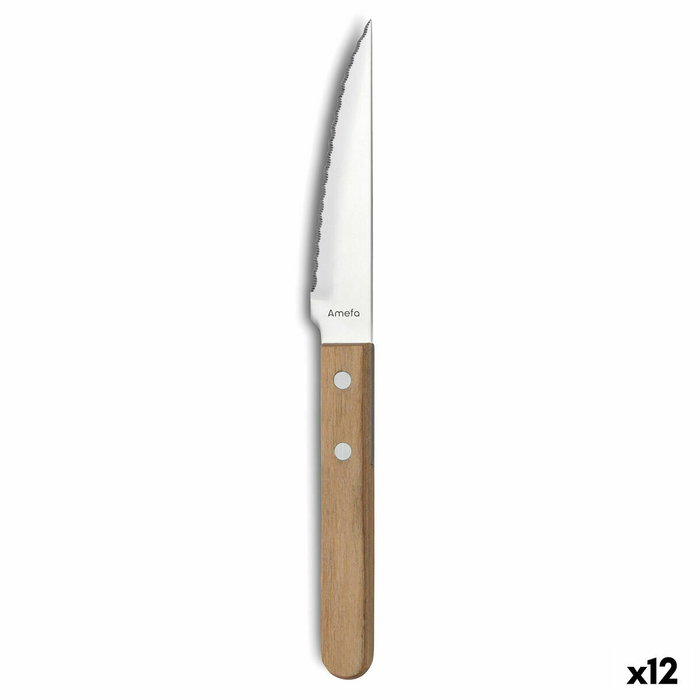 Amefa Couteau à Steak Acier Inoxydable Manche Bois 21 cm (12 Unités)
