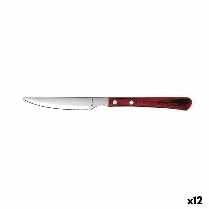Amefa Couteau Chuletero Brasero Acier Inox et Bois 24 cm (12 Unités)