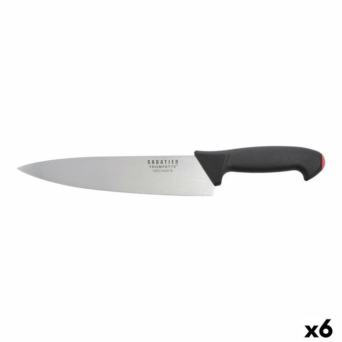 Sabatier Couteau de Chef Pro Tech 25 cm en Acier Inoxydable Mate, Manche Ergonomique Soft Touch, Lot de 6