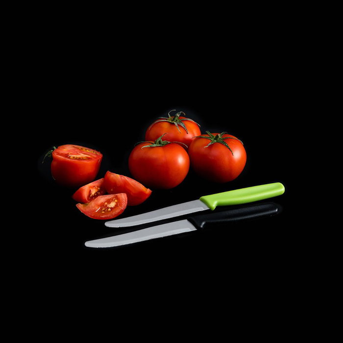 Quid Couteau Tomate Veggy 12 cm (24 Unités) - Manche Bakélite, Multicolore, Passe au Lave-Vaisselle