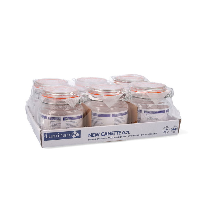 Quid New Canette Tarro Hermético Vidrio 0,7 L (6 Unidades) - Verre, Fermeture Hermétique