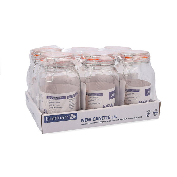 Quid Récipient Hermétique en Verre New Canette 1,5 L - Lot de 6