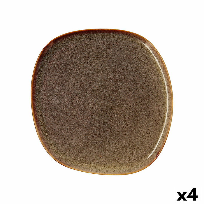 Bidasoa Ikonic Plat "Llano" en Céramique Marron 26,5x25,7x1,5 cm (4 Unités)