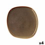 Bidasoa Ikonic Plat "Llano" en Céramique Marron 26,5x25,7x1,5 cm (4 Unités)