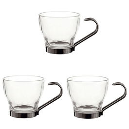 Ensemble de tasses à café Quid Supreme Transparent verre Acier 110 ml 3 Pièces