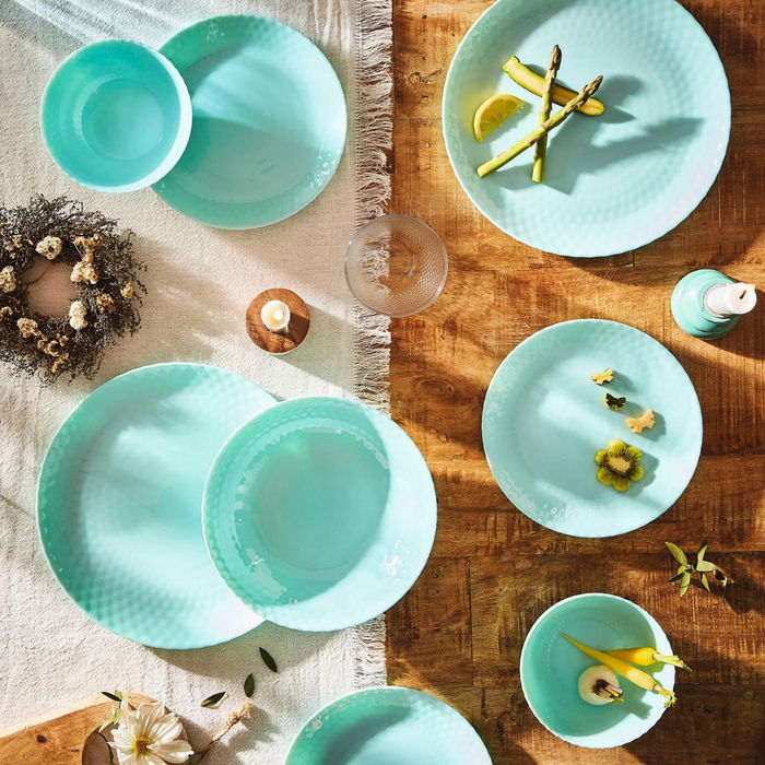 Assiettes Luminarc Pampille Turquesa Turquoise verre 18 Pièces