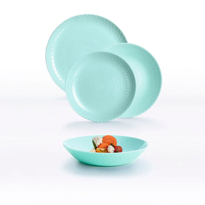 Luminarc Vaisselle Opal Pampille Turquesa 18 Pièces - 6 Personnes en Verre Trempé