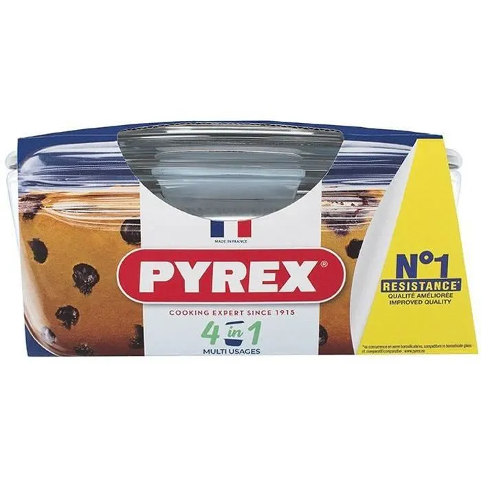Pyrex 1450098 - Cocotte ronde en verre borosilicate de 1,4 litres, résistante à -40 °C et +300 °C