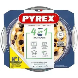 Pyrex 1450098 - Cocotte ronde en verre borosilicate de 1,4 litres, résistante à -40 °C et +300 °C