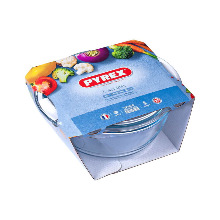 Pyrex 1450096 - Cocotte Ronde en Verre Borosilicate - Résistance -40°C à +300°C - 2.1 Litres - Made in France - Garantie 10 ans