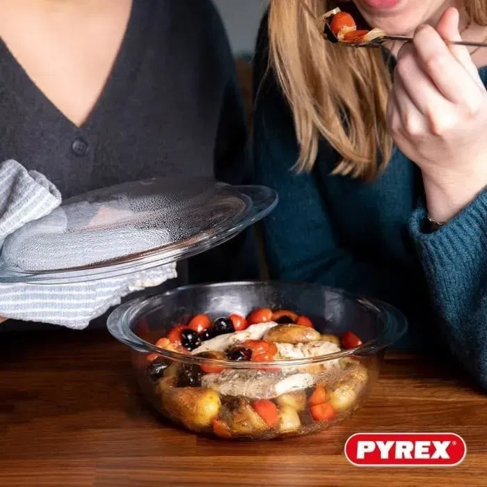 Pyrex 1450096 - Cocotte Ronde en Verre Borosilicate - Résistance -40°C à +300°C - 2.1 Litres - Made in France - Garantie 10 ans