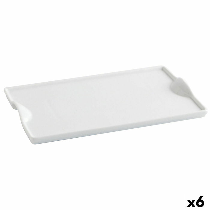 Quid Gastro Fun Plat à Pinchos en Porcelaine Blanche Brillant 25,5x15,5 cm (6 Unités)
