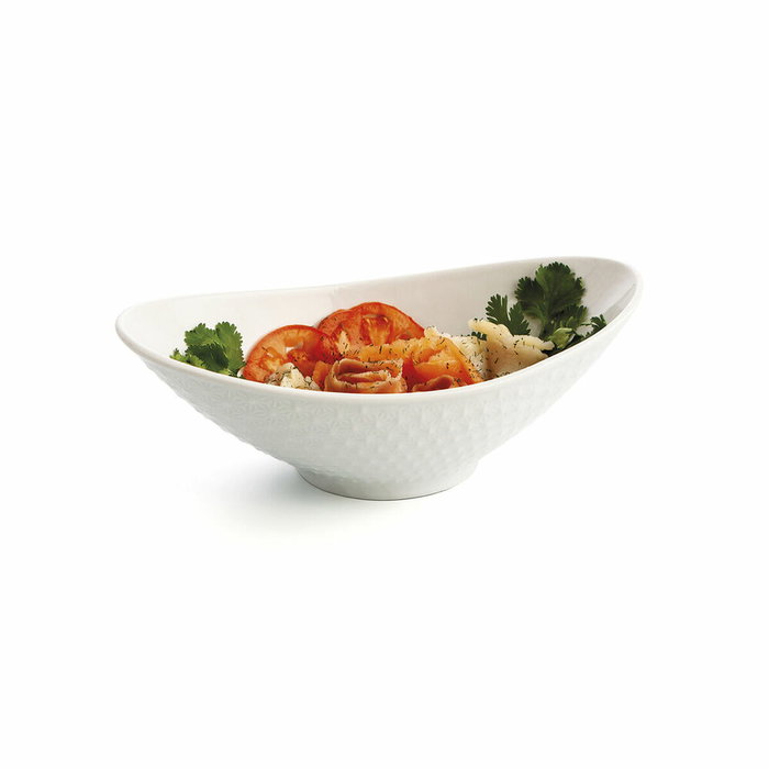 Quid Plat Gastro en Céramique Blanc Brillant 21,5x12,5x7 cm (6 Unités) - Adapté au Micro-ondes et au Lave-vaisselle