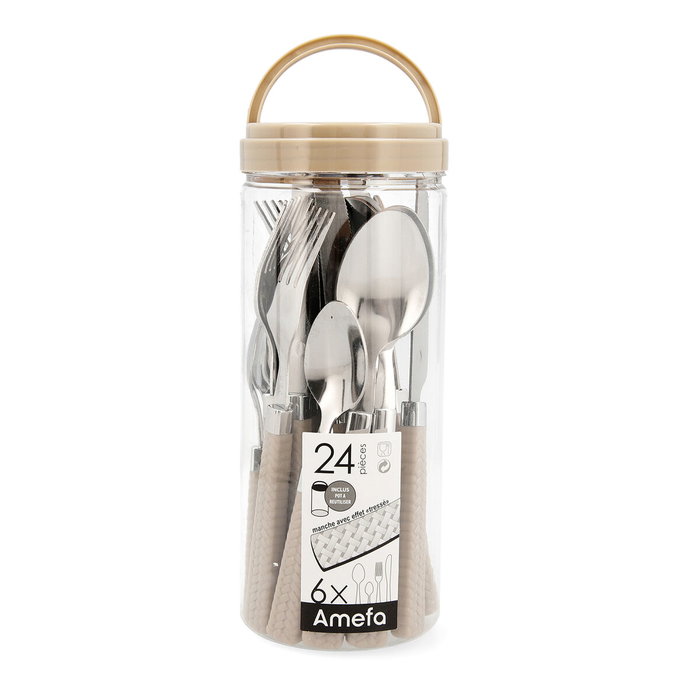 Amefa Set de 24 Couverts en Acier Inoxydable Modèle Paille, 25 cm