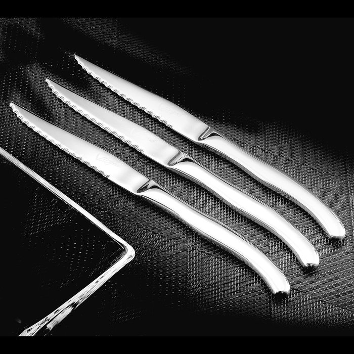 Amefa Set de 12 Couteaux à Steak en Acier Inoxydable Virgule, 23,5x1,9x0,8 cm