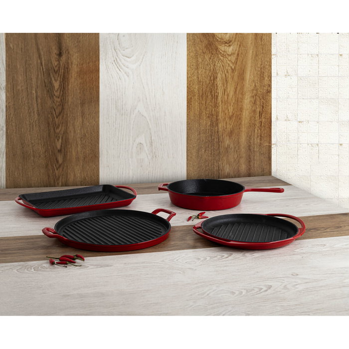 Bidasoa Poêle en Fonte Émaillée Fierro 26 cm Rouge Antiadhésive Compatible Induction Vitrocéramique Gaz Électrique