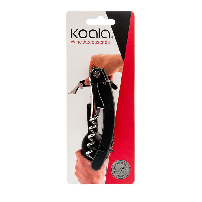 Tire-bouchon de serveur Koala Noir Métal (11,1 x 3 x 1,2 cm)