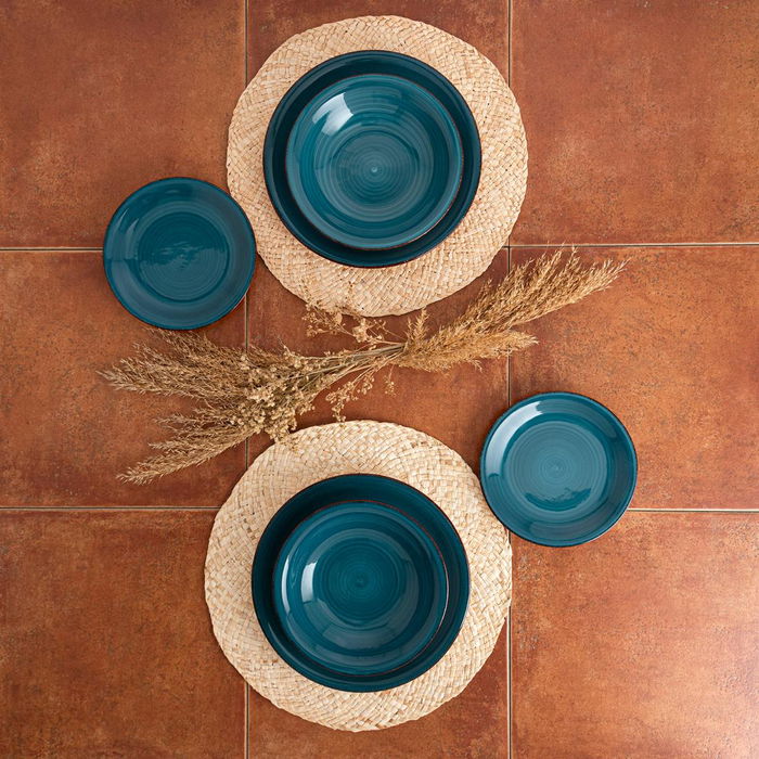 Service de Vaisselle Quid Vita 18 Pièces Céramique Bleu