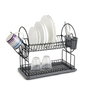 Quid Égouttoir 2 hauteurs avec range-couverts Armony Gris Métal 52x23x36 cm