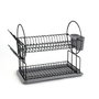 Quid Égouttoir 2 hauteurs avec range-couverts Armony Gris Métal 52x23x36 cm