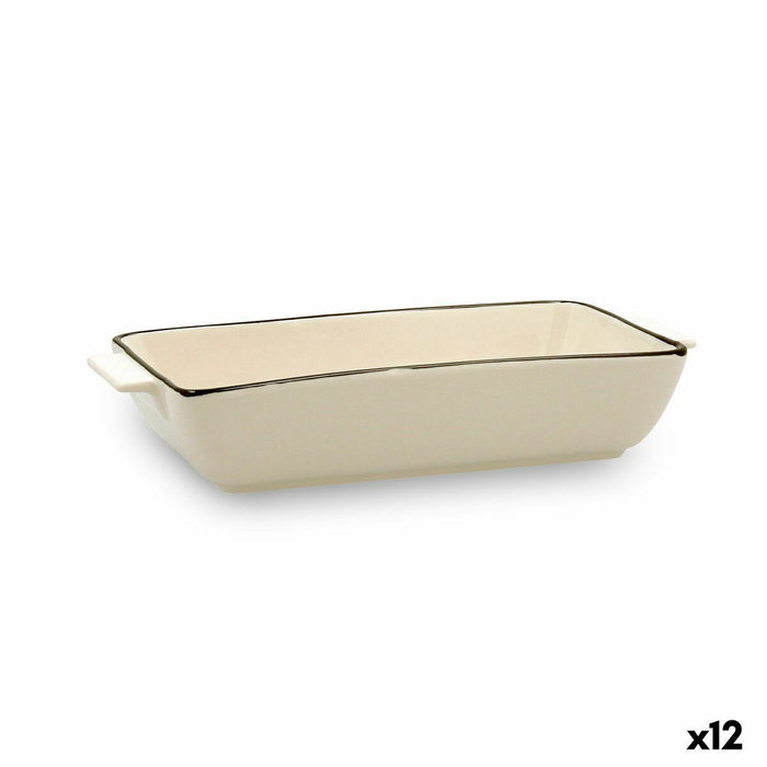 Quid Plat Rectangulaire en Grès Cocco Blanc 23x11x4,5 cm - Lot de 12