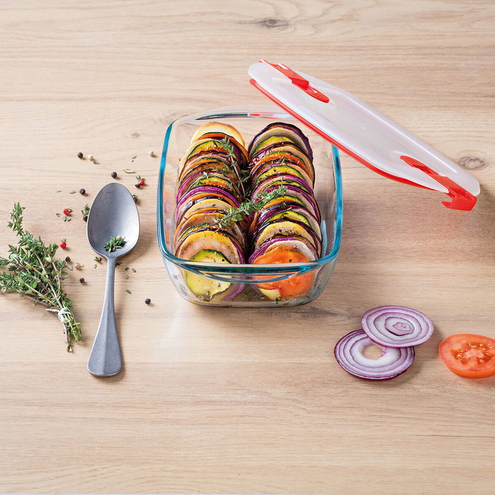 Boîte à lunch hermétique Pyrex Cook & Heat 25 x 22 x 7 cm 2,2 L Transparent verre (4 Unités) Boîte à lunch hermétique Pyrex Cook & Heat 25 x 22 x 7 cm 2,2 L Transparent verre (4 Unités)