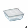 Panier-repas carré avec couvercle Pyrex Cook&freeze Transparent verre Silicone 850 ml 15 x 15 x 6 cm (6 Unités)