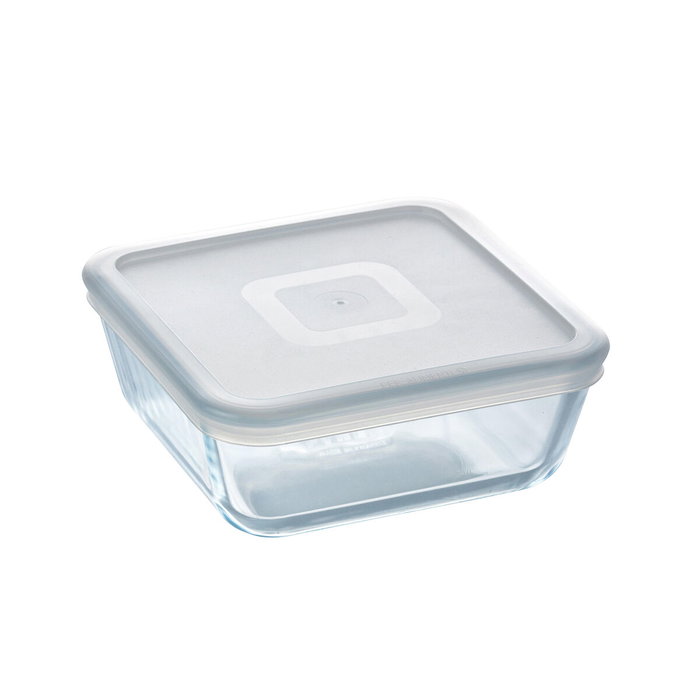 Panier-repas carré avec couvercle Pyrex Cook&freeze Transparent verre Silicone 850 ml 15 x 15 x 6 cm (6 Unités)