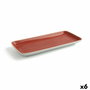 Ariane Plat Rectangulaire Terra en Porcelaine Rouge Brillant 36x16,5 cm (6 Unités)