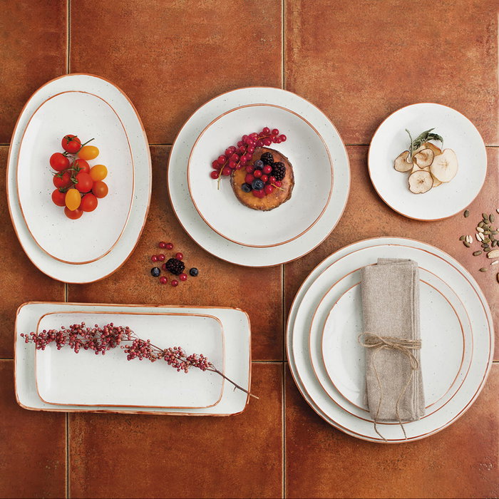 Ariane Assiette plate Terra Céramique Beige (Ø 21 cm) - Lot de 12 unités