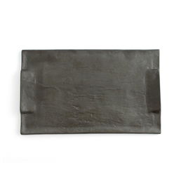 Quid Plateau Rectangulaire en Grès Céramique Noir 30x18 cm (6 Unités)
