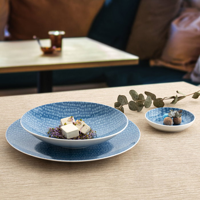 Ariane Assiette Creuse Porcelaine Ripple 20 cm (6 Unités) en Céramique Bleue
