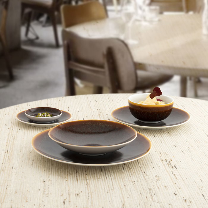 Ariane Plat Creux Porcelaine Décor Ariane 20 cm (6 Unités) Marron Brillant