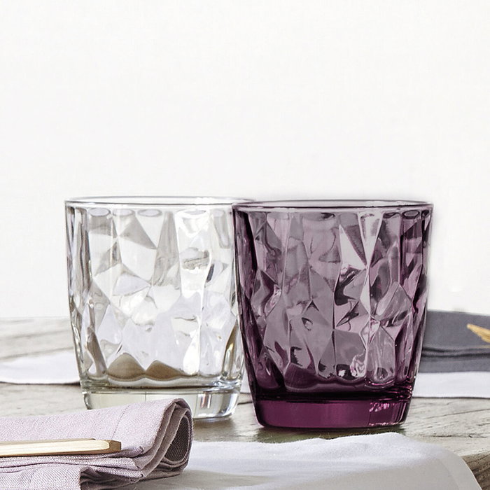 Bormioli Rocco Verre bas Diamond 39 cL Rose avec relief lot de 6 unités
