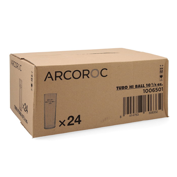 Arcoroc Lot de 24 Verres Hauts en Verre Modèle Tubo 30 cL