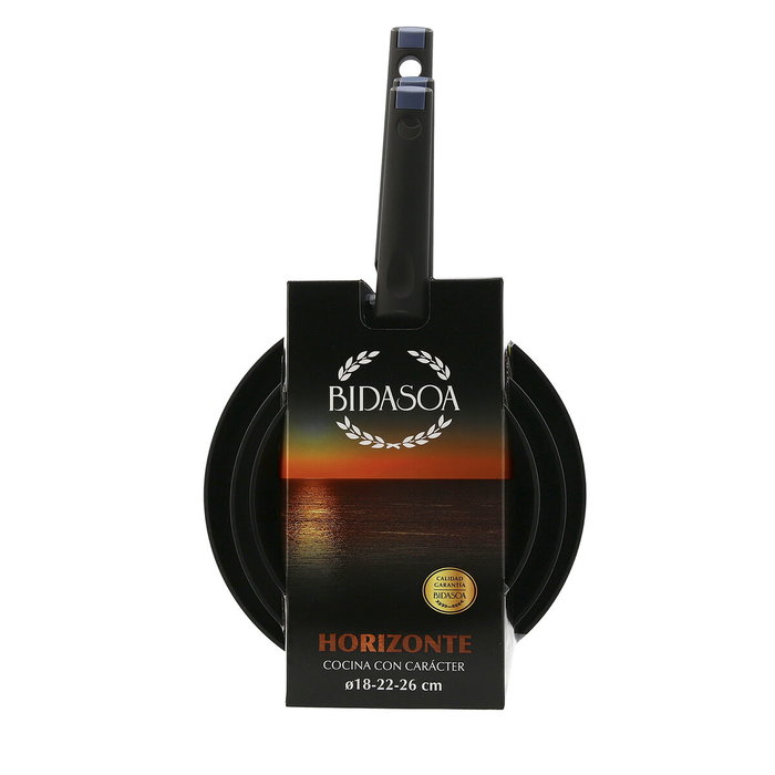Bidasoa Horizonte Set 3 Poêles à Frire en Aluminium Forgé, 18-22-26 cm, Finition Mate, Antiadhésives, Compatible Induction, Vitrocéramique, Gaz, Électrique, Tous Feux Bidasoa Horizonte Set 3 Poêles à Frire en Aluminium Forgé, 18-22-26 cm, Finition Mate, Antiadhésives, Compatible Induction, Vitrocéramique, Gaz, Électrique, Tous Feux