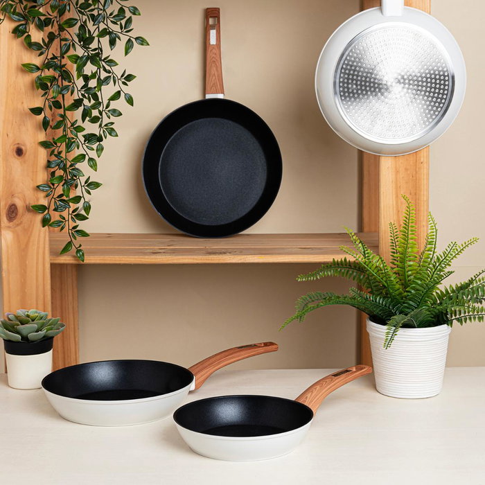 Quid Poêle Cocco en Aluminium Forgé Blanc 18 cm, Antiadhésif, Compatible Induction, Vitro, Gaz, Électrique